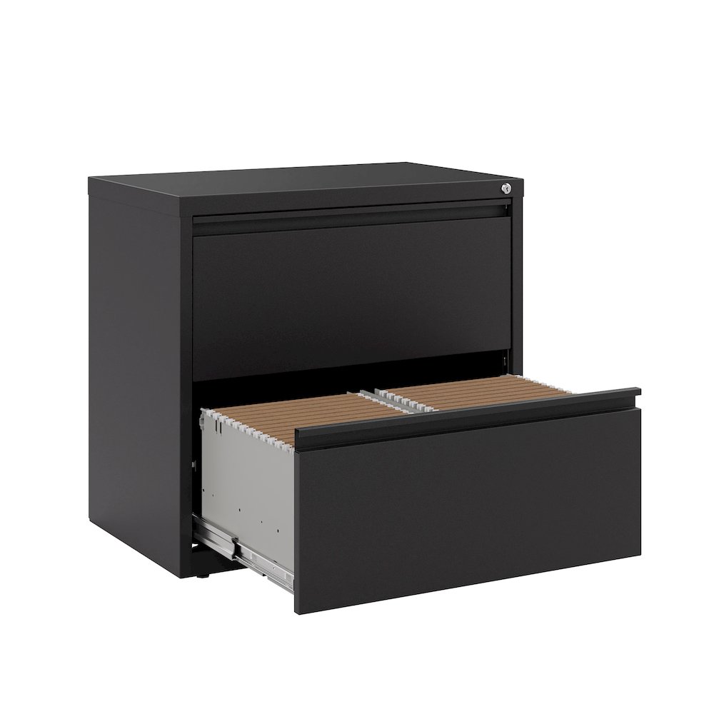 Hirsh 30 inch Wide 2 Drawer Metal Lateral File Cabinet, Black. Picture 7
