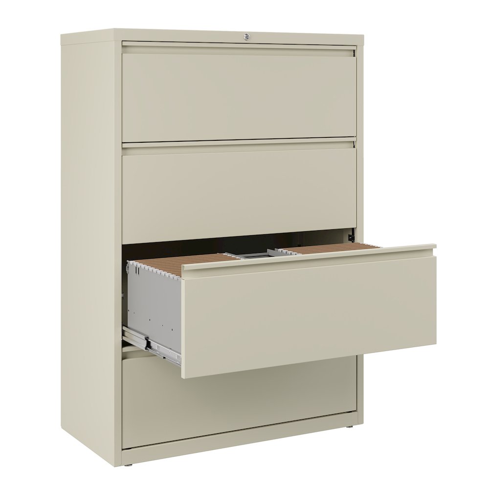 Hirsh 36 Inch Wide 4 Drawer Metal Lateral File Cabinet, Putty. Picture 6