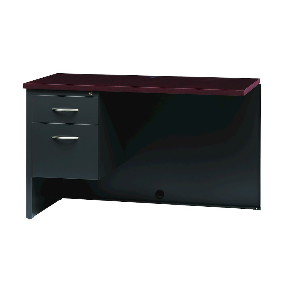Hirsh 24D x 48W Left Hand Return for Office Desk, Charcoal/Mahogany. Picture 1