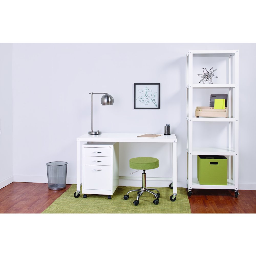 Space Solutions 72" High Rolling 5 Shelf Bookcase, Industrial Metal, White. Picture 11