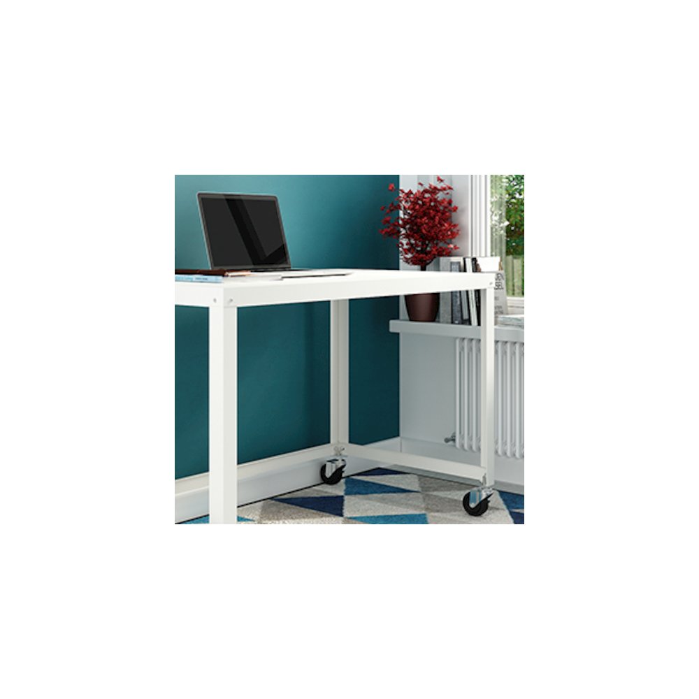 Hirsh Ready-to-Assemble 48-inch Wide Mobile Metal Desk for Home Office, Black. Picture 7