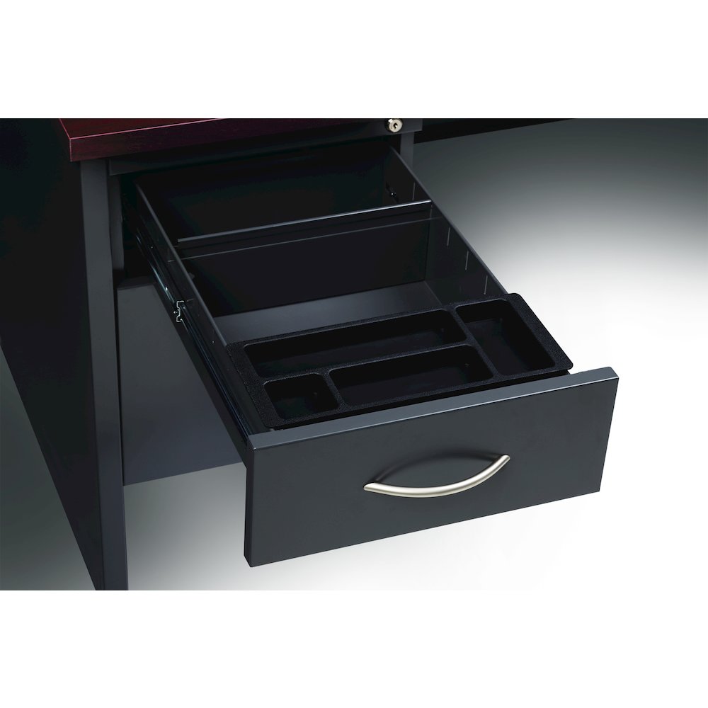 Hirsh Modular Left-Hand File Desk, 30" D x 66" W, Black / Walnut. Picture 3
