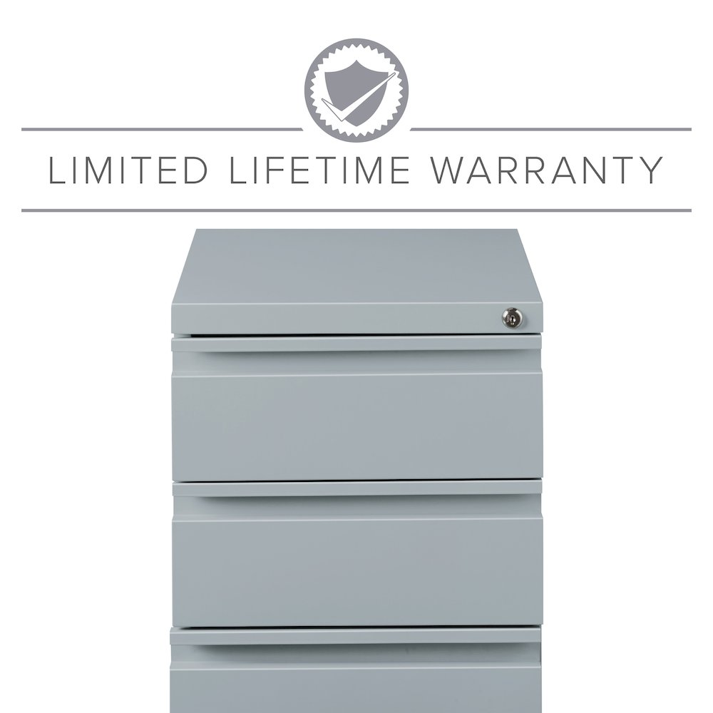 Hirsh 20" Deep Mobile Pedestal File Cabinet 3 Drawer Box-Box-File, Platinum. Picture 16