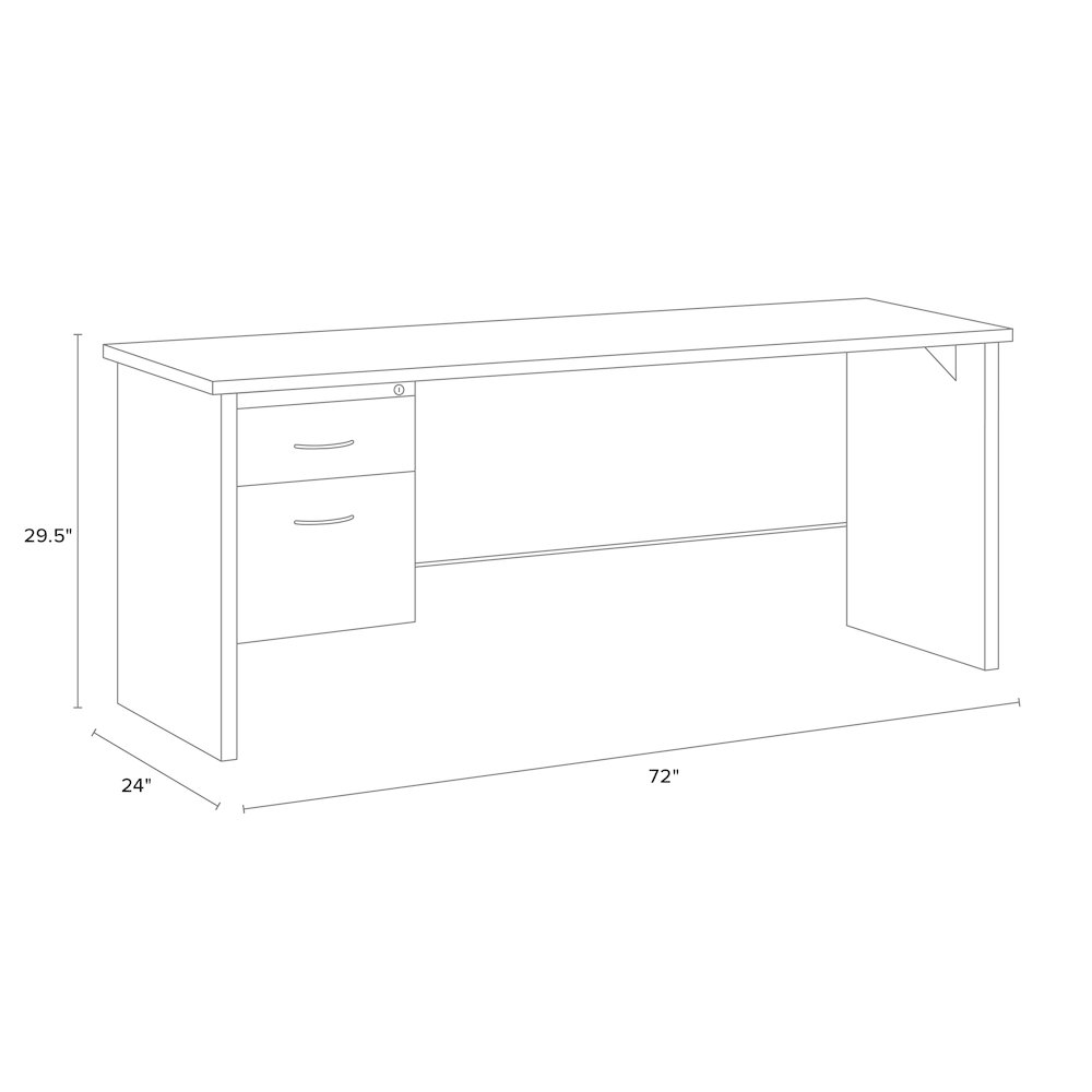 Hirsh 24D x 72W Left Hand Office Desk Credenza, Arch Pull Handles, Black/Walnut. Picture 2