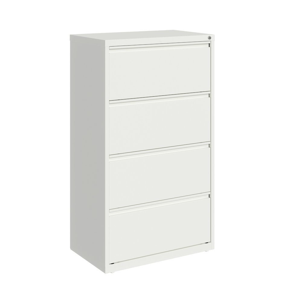 Hirsh 30 Inch Wide 4 Drawer Metal Lateral File Cabinet, White. Picture 1
