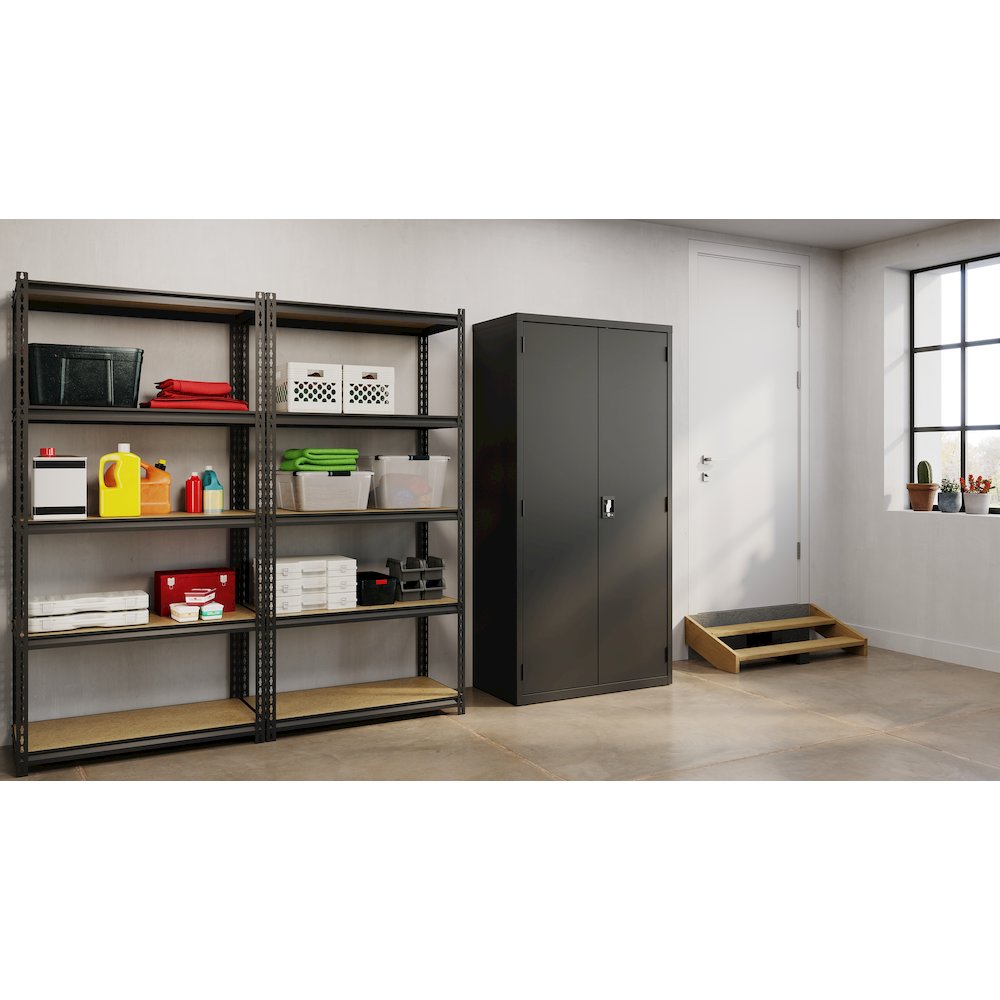 Hirsh Janitorial Cabinet, 18"D x 36"W x 72"H, Black. Picture 5