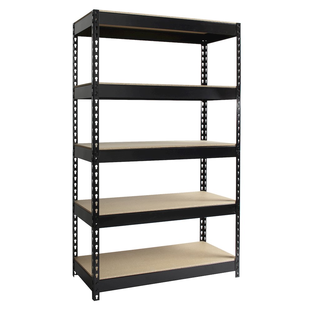 Iron Horse 3800 Riveted Steel Shelving 5-Shelf Unit, 16D x 36W x 60H, Black. Picture 1