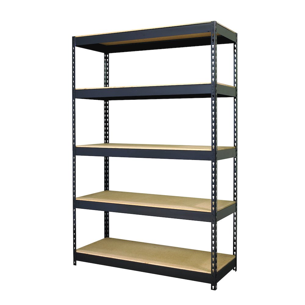 Iron Horse 3800 Riveted Steel Shelving, 5-Shelf, 18Dx48Wx72H, Black. Picture 1