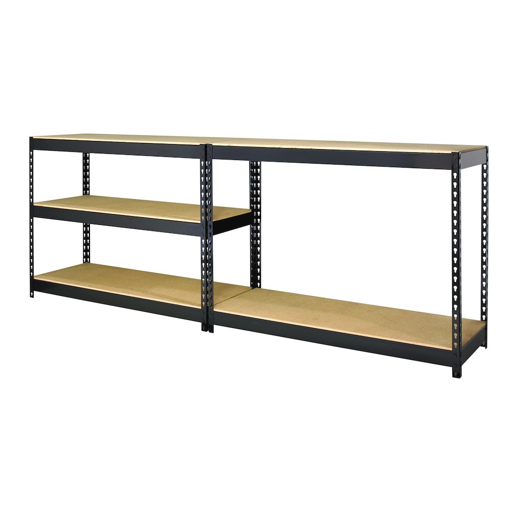 Iron Horse 3800 Riveted Steel Shelving, 5-Shelf, 18Dx48Wx72H, Black. Picture 3