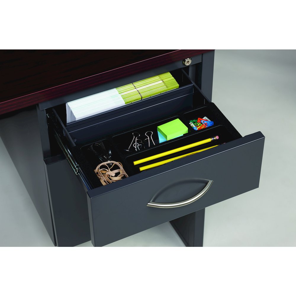 Hirsh 24D x 72W Double Pedestal Office Desk Credenza, Black/Walnut. Picture 8