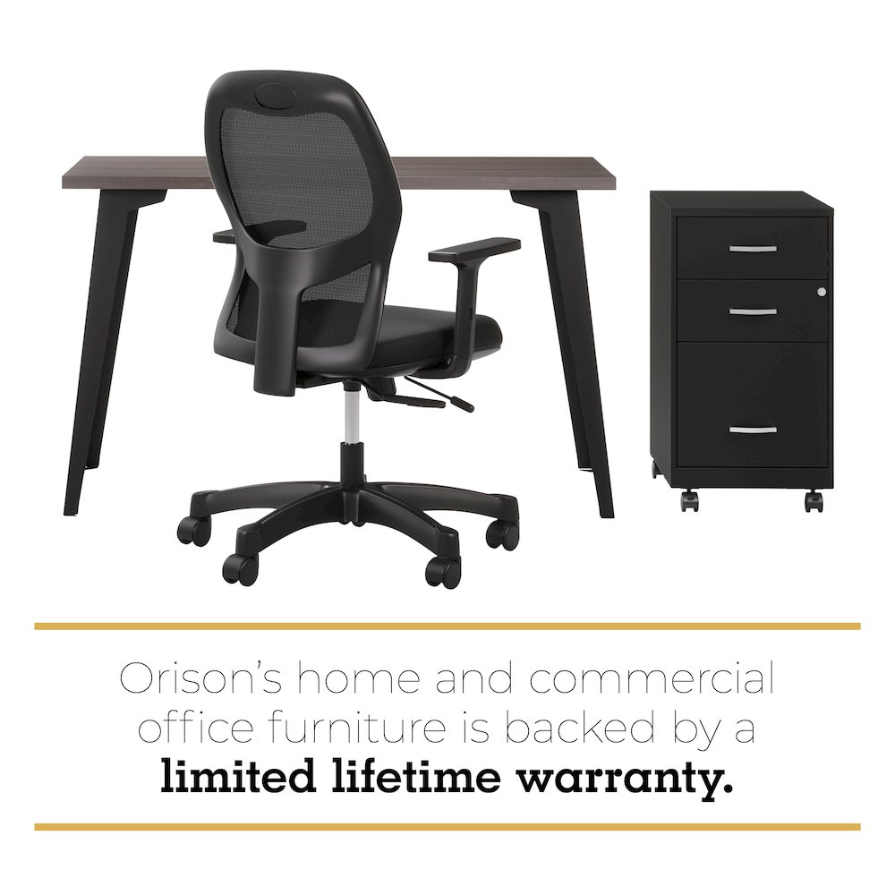 Orison Office 24x48 Mid Century Modern Desk, Black / Trail Walnut. Picture 12