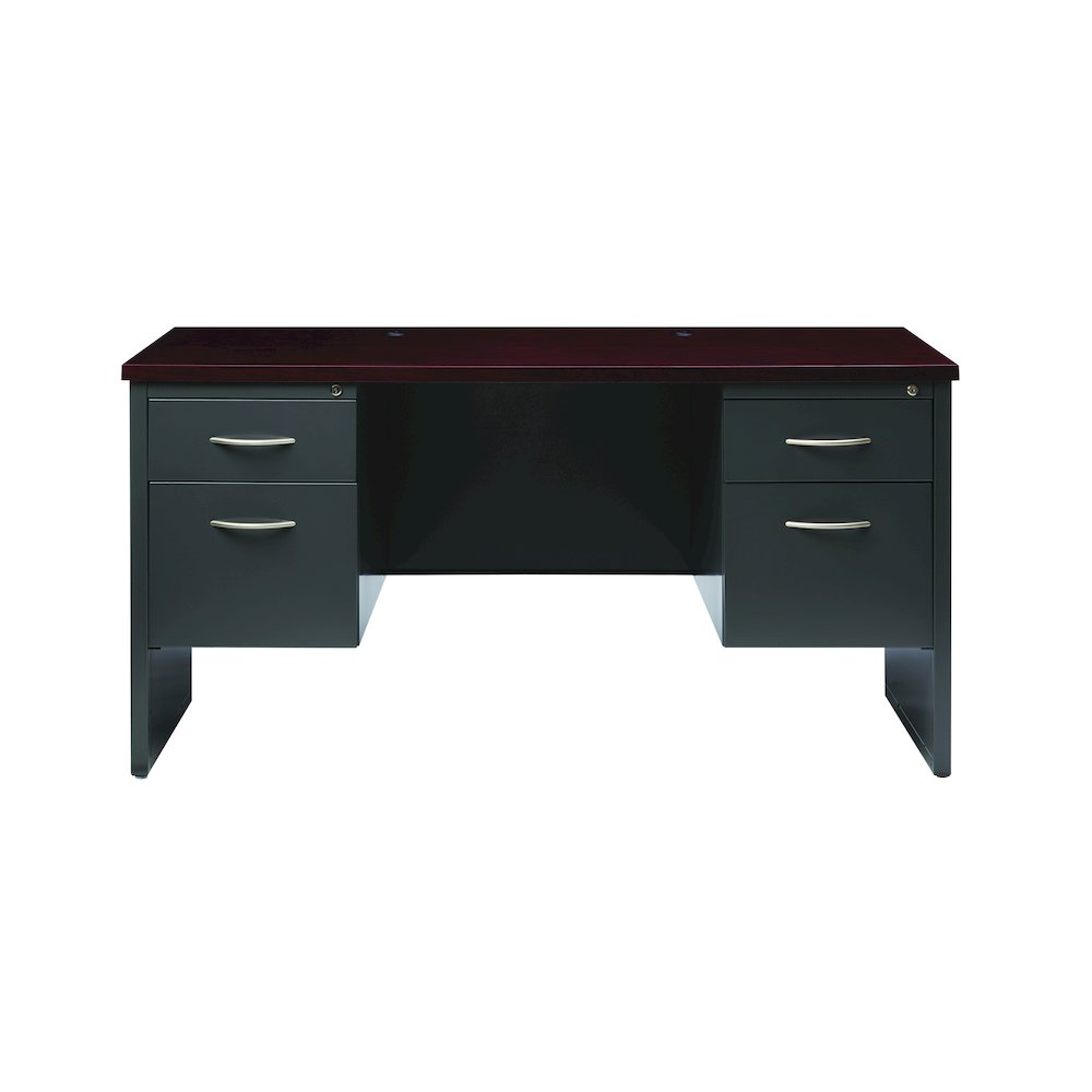 Hirsh 24D x 60W Double Pedestal Office Desk Credenza, Charcoal/Mahogany. Picture 3