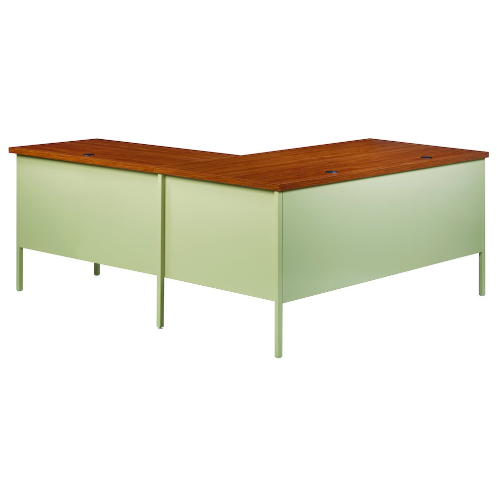Hirsh Corner Office Desk with Right Hand Return, 66D x 72W, Putty / Oak. Picture 3