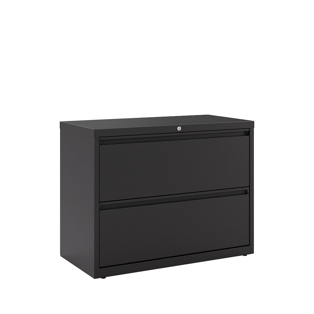Hirsh 36 Inch Wide 2 Drawer Metal Lateral File Cabinet, Black. Picture 1