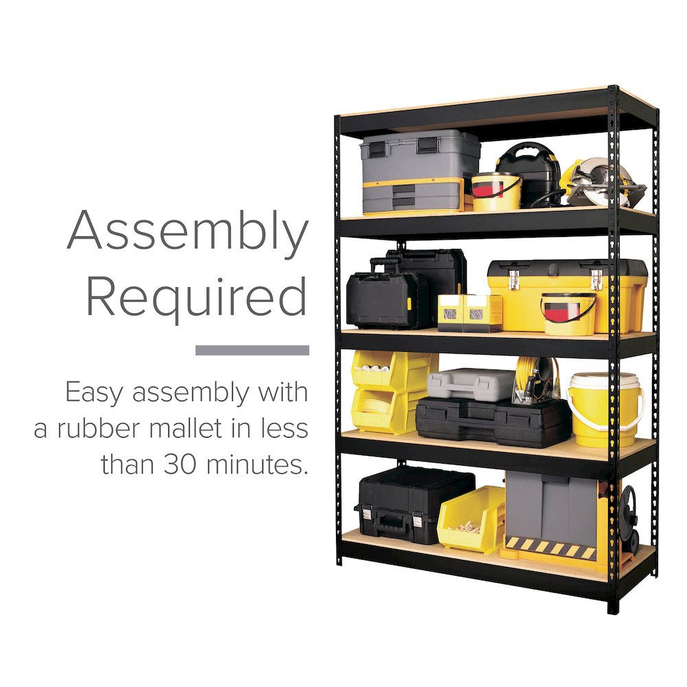Iron Horse 3800 Riveted Steel Shelving, 5-Shelf, 18Dx48Wx72H, Black. Picture 6