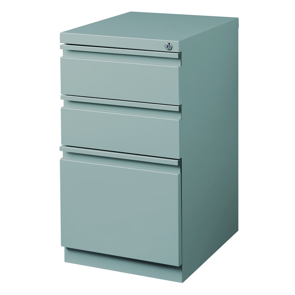 Hirsh 20" Deep Mobile Pedestal File Cabinet 3 Drawer Box-Box-File, Platinum. Picture 4
