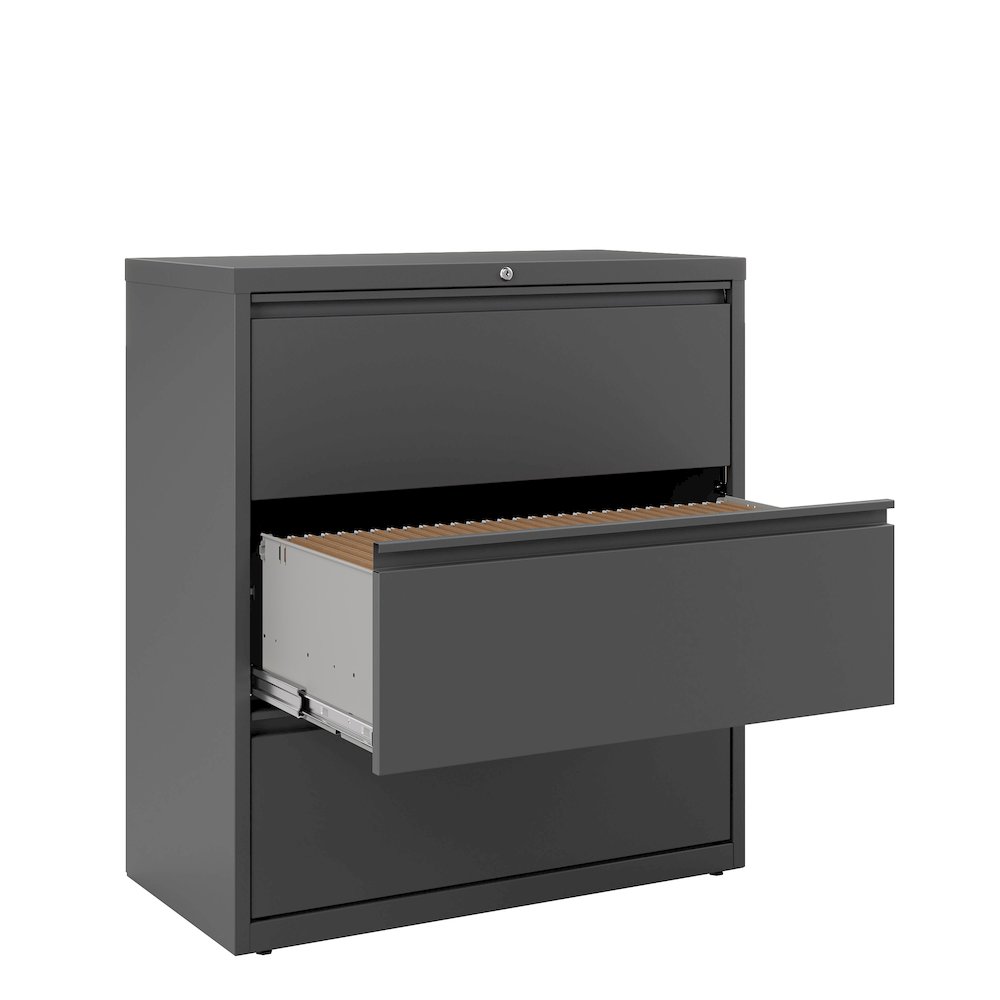 Hirsh 36 Inch Wide 3 Drawer Metal Lateral File Cabinet, Charcoal. Picture 5