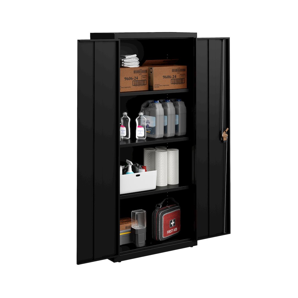 Hirsh Welded Steel Storage Cabinet with 4 Shelves, 15"Dx30"Wx66"H, Black. Picture 7