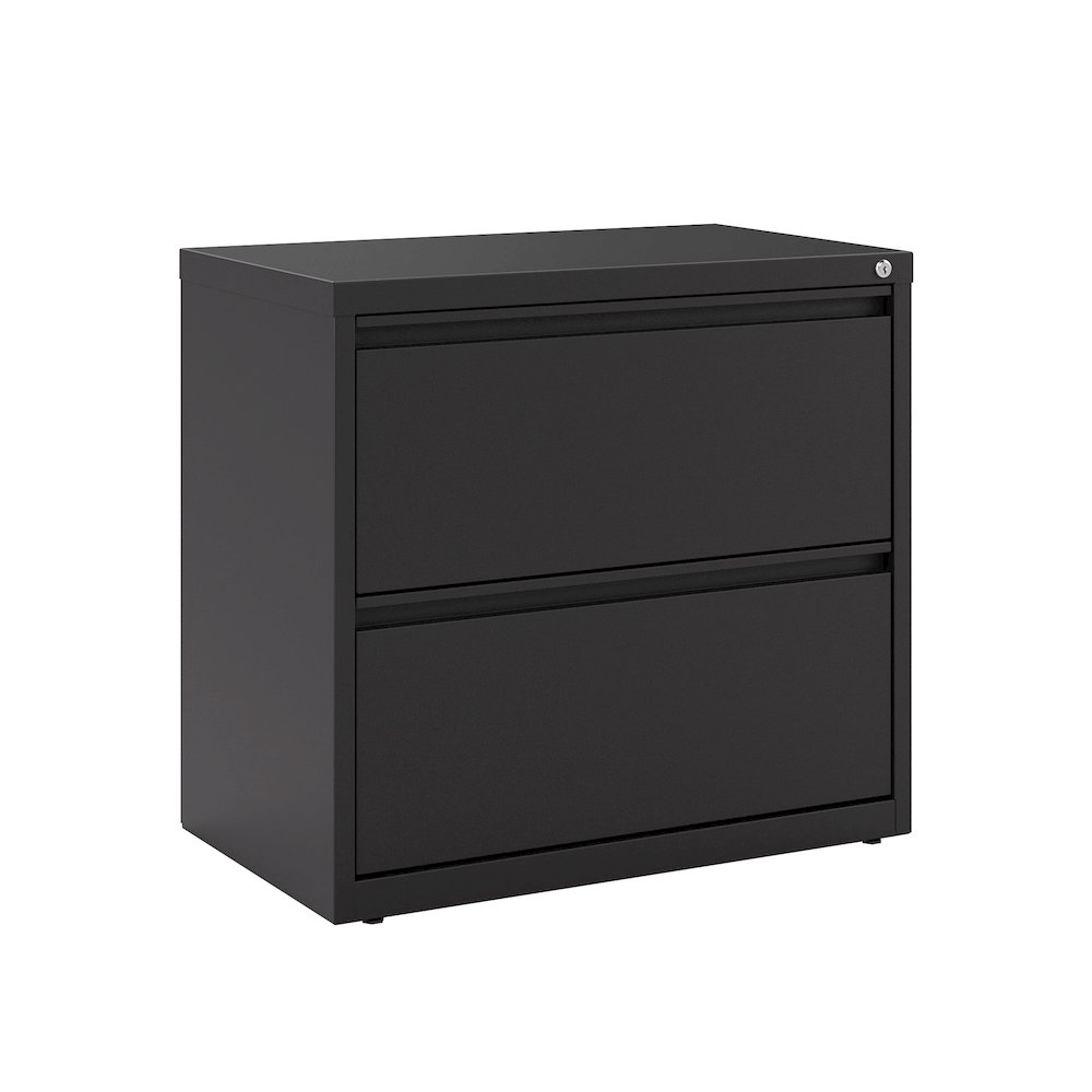 Hirsh 30 inch Wide 2 Drawer Metal Lateral File Cabinet, Black. Picture 1