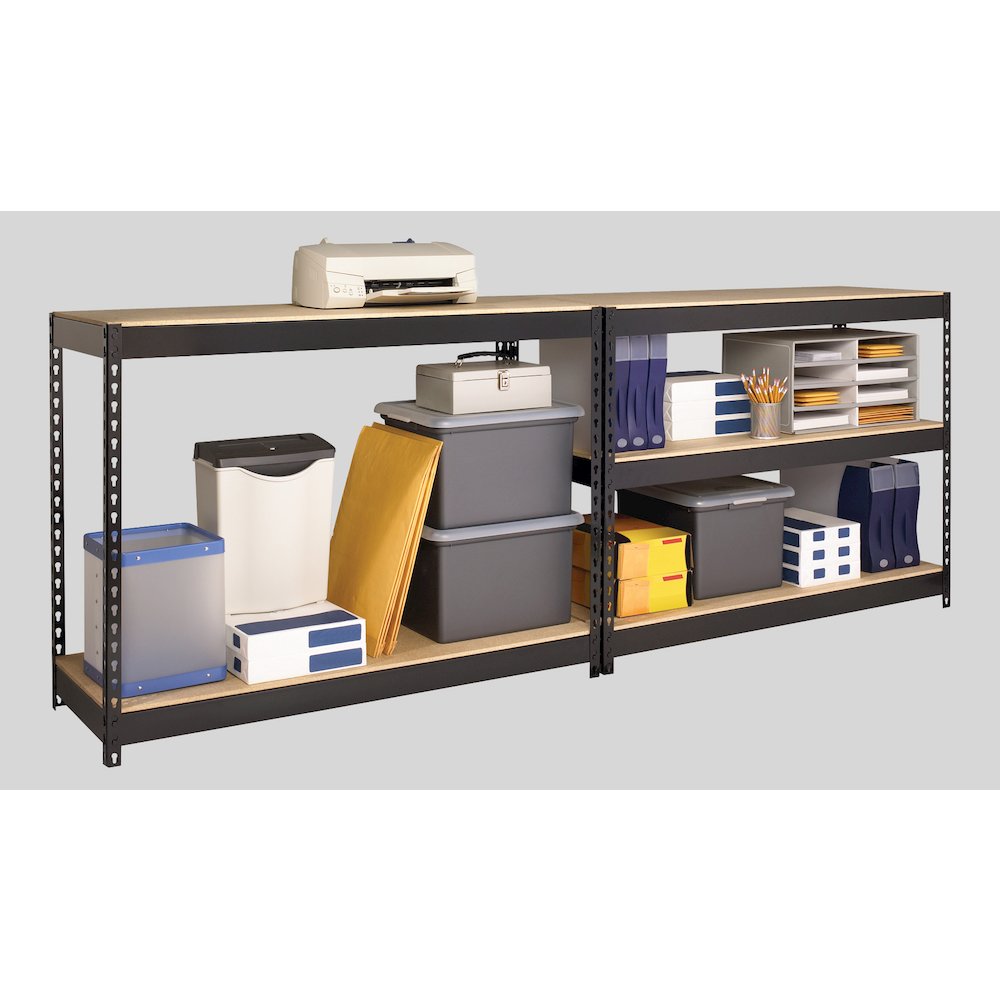 Iron Horse 3800 Riveted Steel Shelving, 5-Shelf, 18Dx48Wx72H, Black. Picture 16