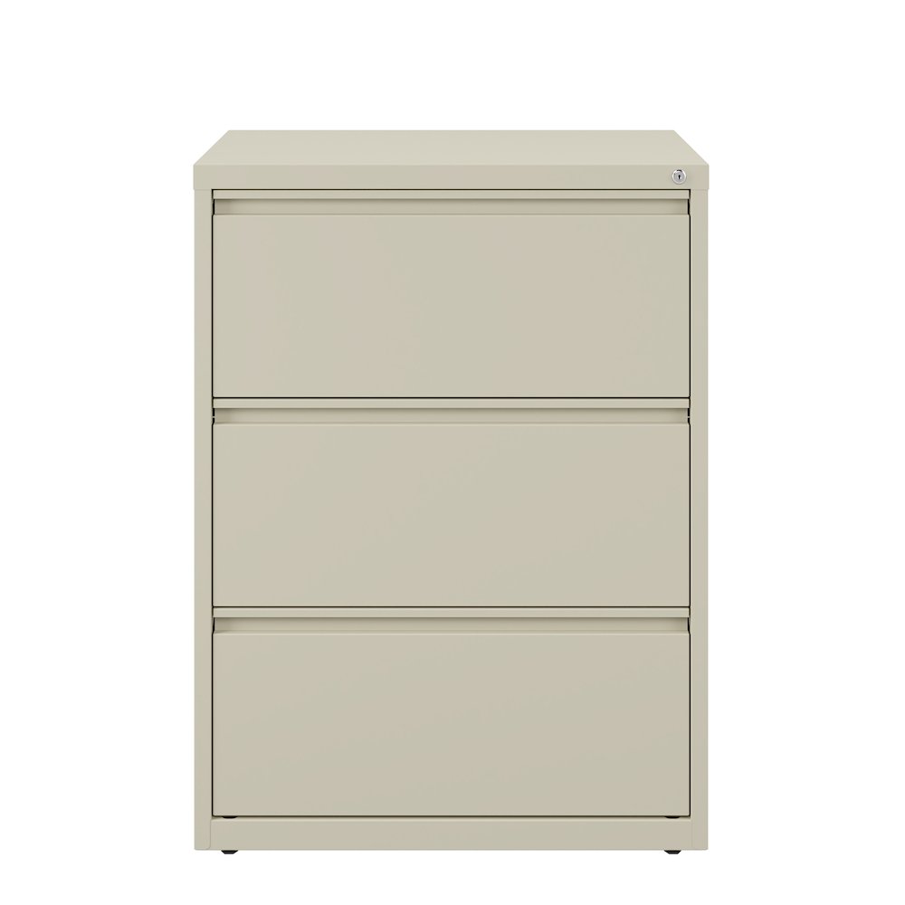 Hirsh 30 Inch Wide 3 Drawer Metal Lateral File Cabinet, Putty. Picture 3