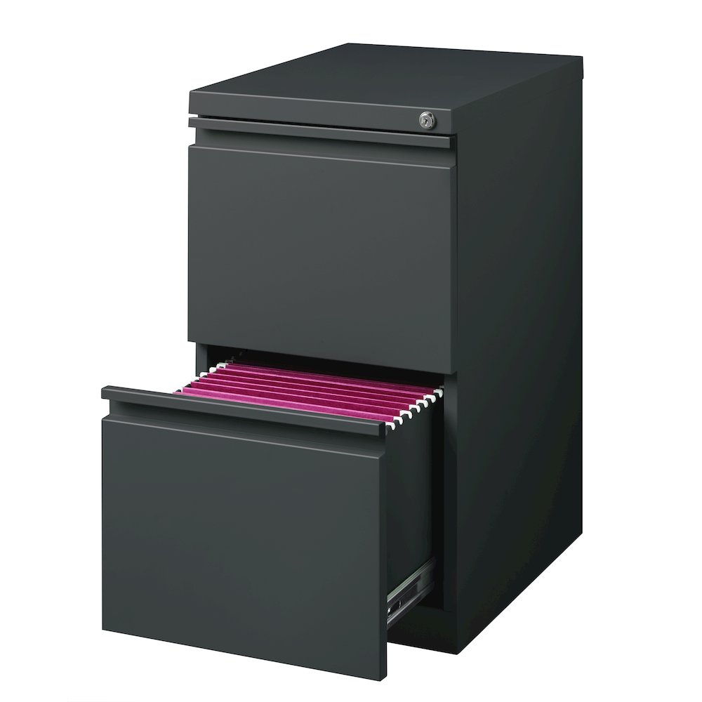 Hirsh 20" Deep Mobile File Cabinet 2 Drawer, Medium Tone Brown. Picture 5