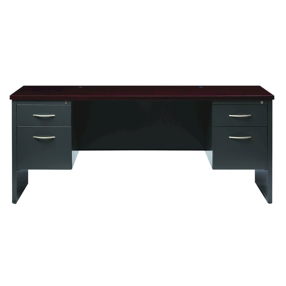 Hirsh 24D x 72W Double Pedestal Office Desk Credenza, Black/Walnut. Picture 3