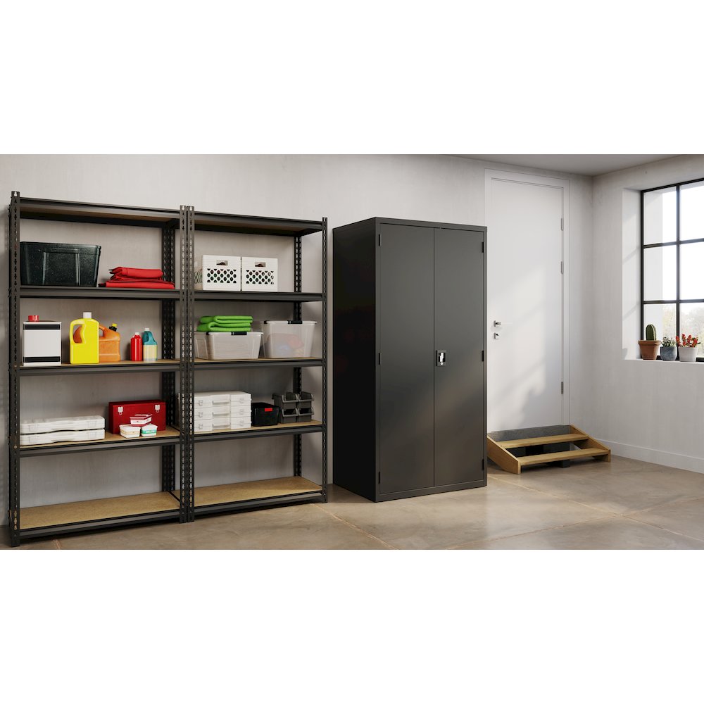 Hirsh Welded Steel Storage Cabinet 4 Adjustable Shelves, 24"Dx36"Wx72"H, Black. Picture 8