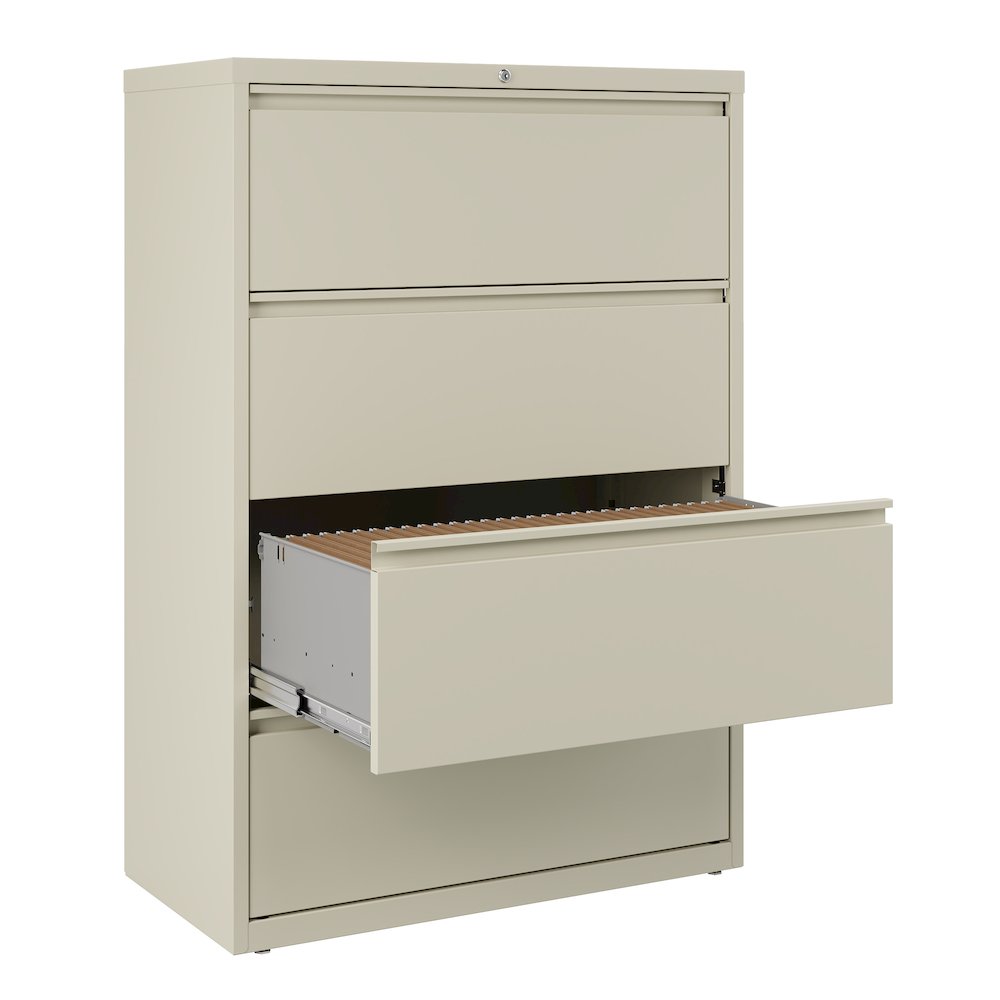 Hirsh 36 Inch Wide 4 Drawer Metal Lateral File Cabinet, Putty. Picture 5