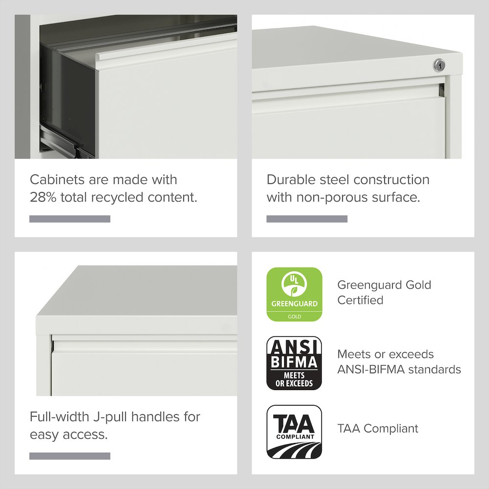 Hirsh 30 Inch Wide 4 Drawer Metal Lateral File Cabinet, White. Picture 12