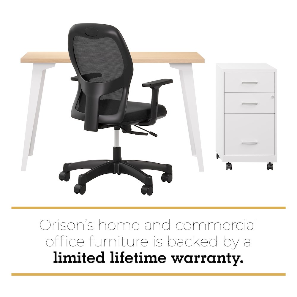 Orison Office 24x48 Mid Century Modern Desk, Alpine White / Platinum Oak. Picture 12