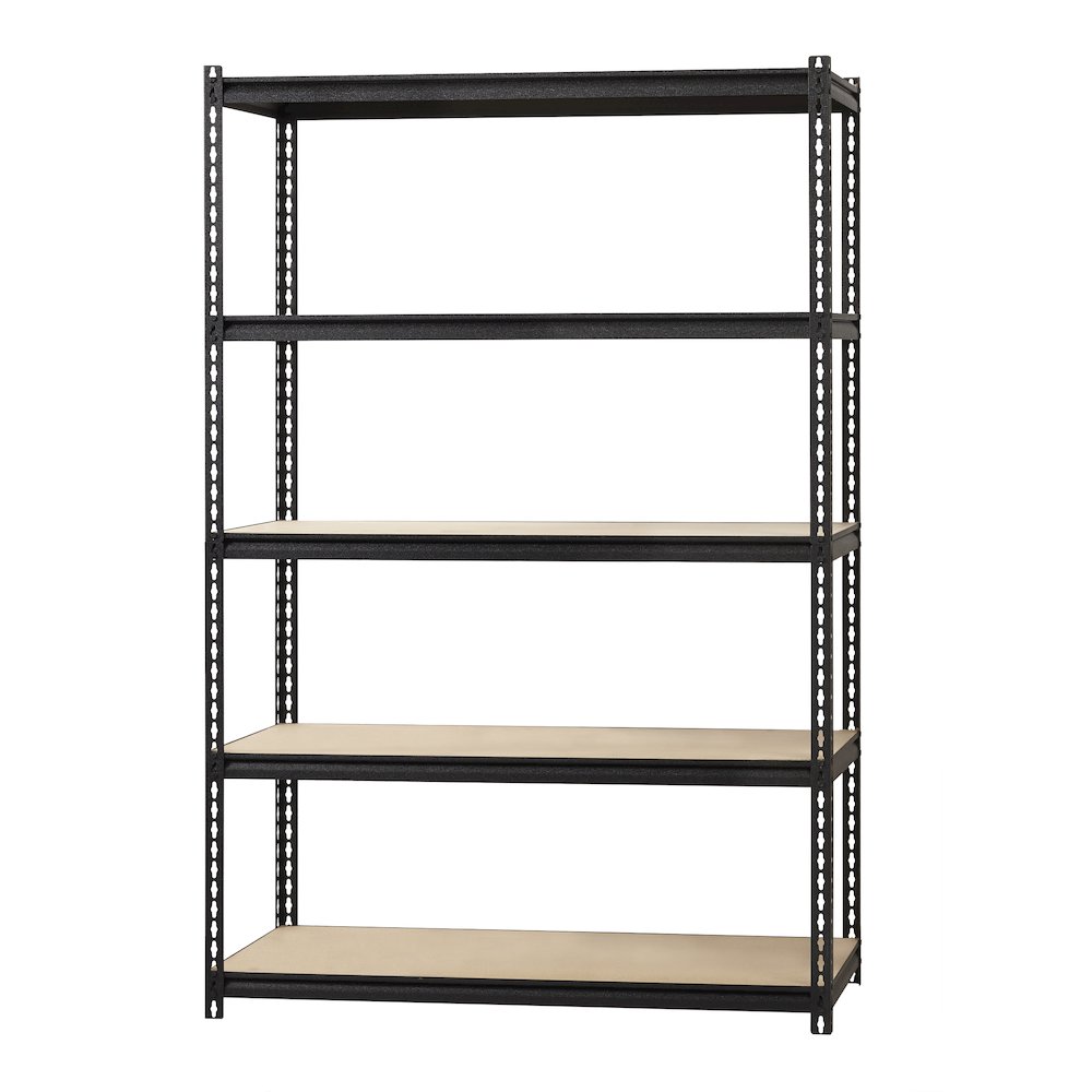 Iron Horse 2300 Riveted Steel Shelving 5-Shelf Unit, 24D x 48W x 72H, Black. Picture 1