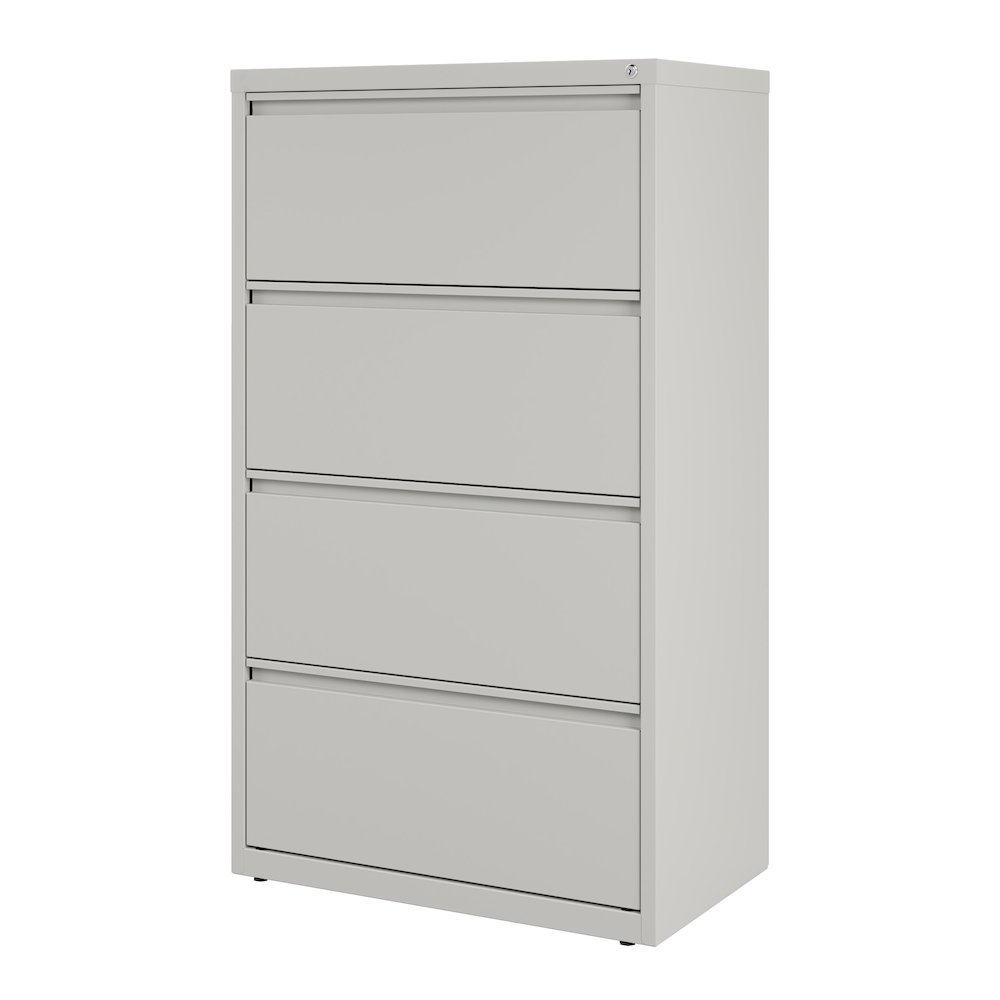 Hirsh 30 Inch Wide 4 Drawer Metal Lateral File Cabinet, Light Gray. Picture 4