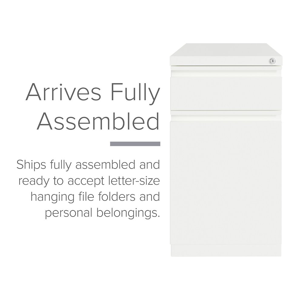 Hirsh 20" Deep Mobile File Cabinet 2 Drawer with XL Backpack Drawer, White. Picture 7