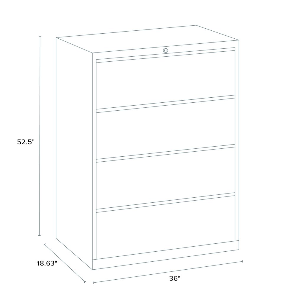 Hirsh 36 Inch Wide 4 Drawer Metal Lateral File Cabinet, Putty. Picture 2