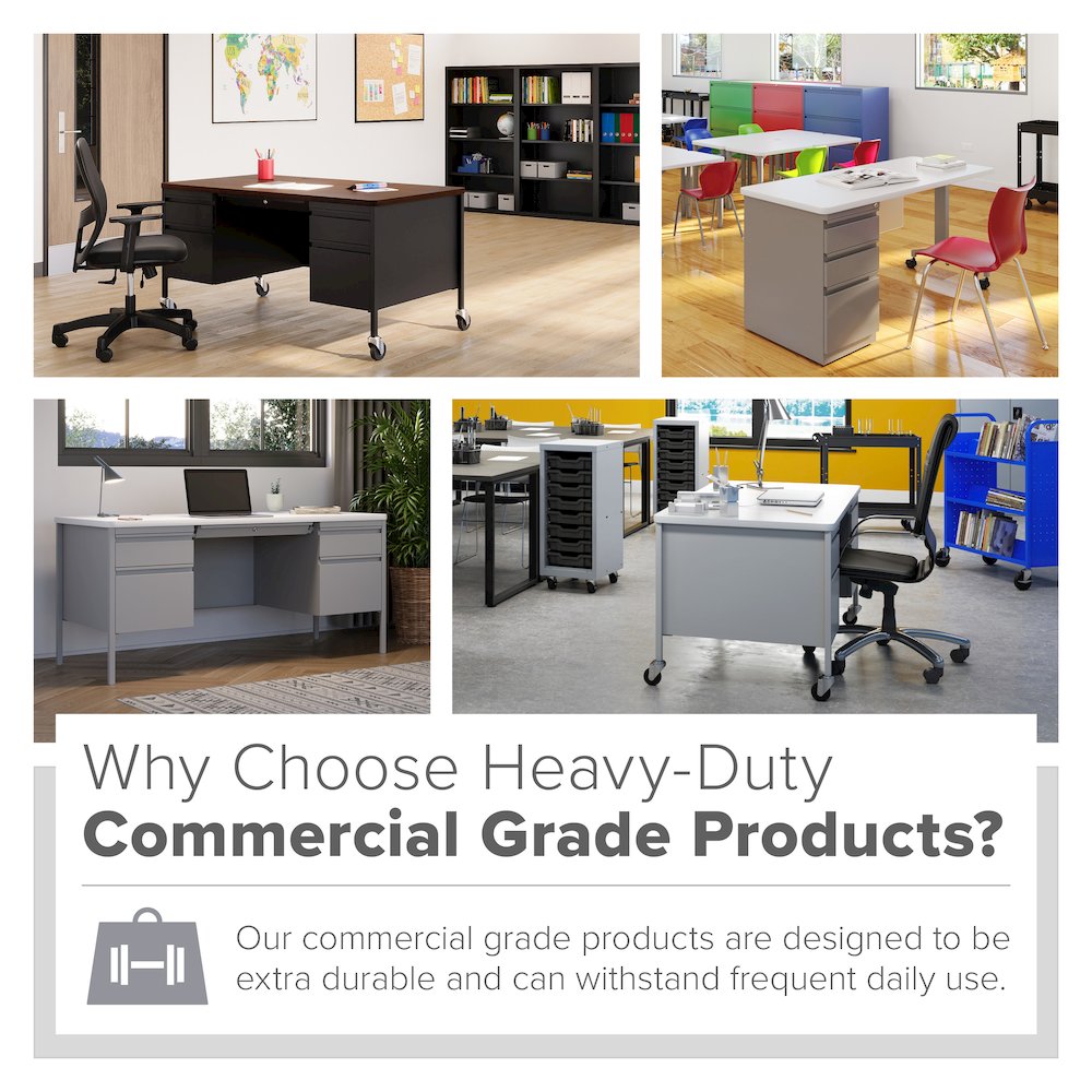 Hirsh Modern Teacher's Desk, Arctic Silver / Weathered Charcoal. Picture 9