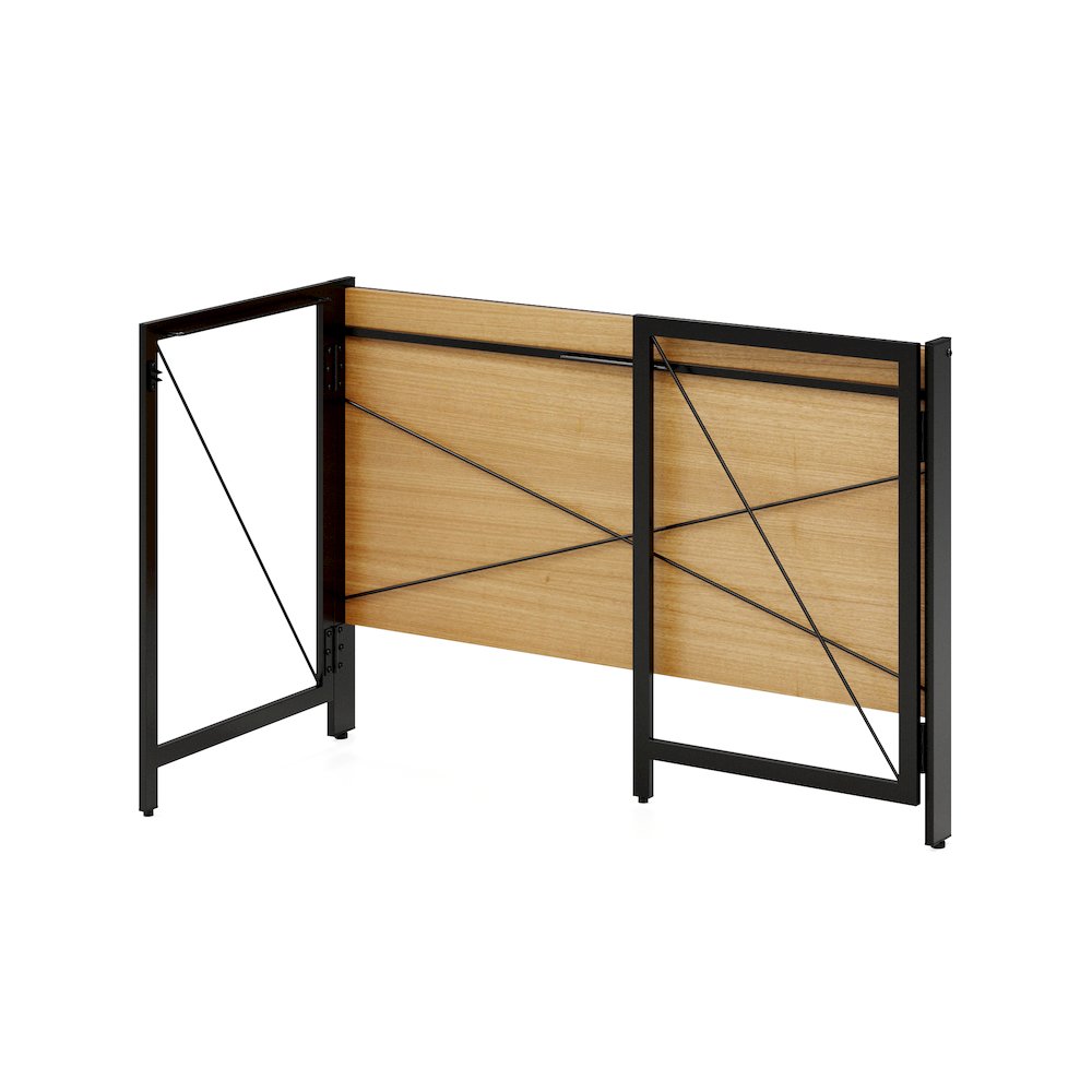 Space Solutions 43 inch Folding Home Office Desk for Home or Office, Black/Teak. Picture 6