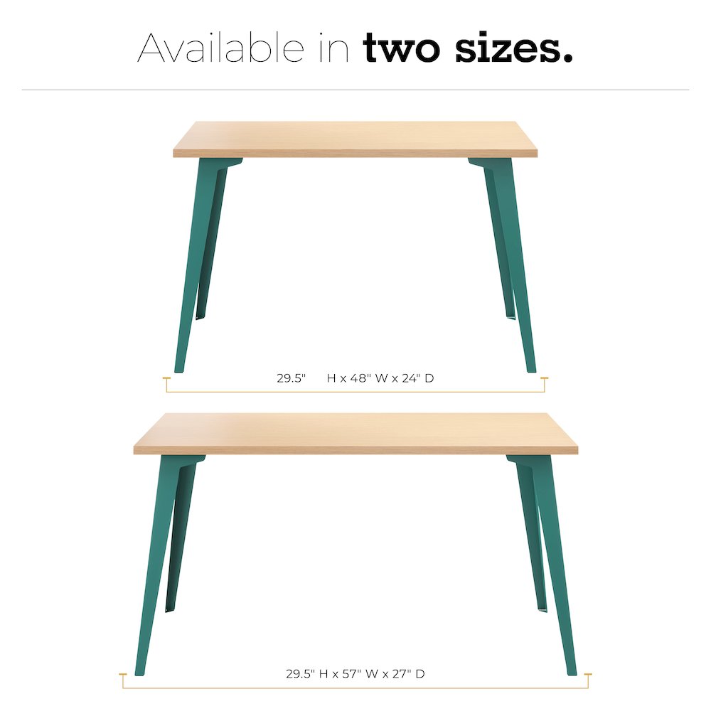 Orison Office 24x48 Mid Century Modern Desk, Teal / Platinum Oak. Picture 5