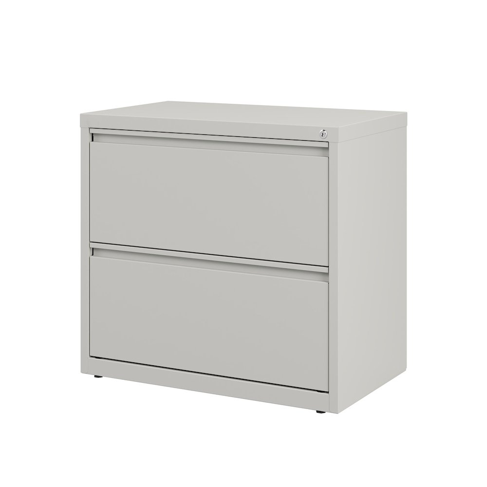 Hirsh 30 inch Wide 2 Drawer Metal Lateral File Cabinet, Light Gray. Picture 5