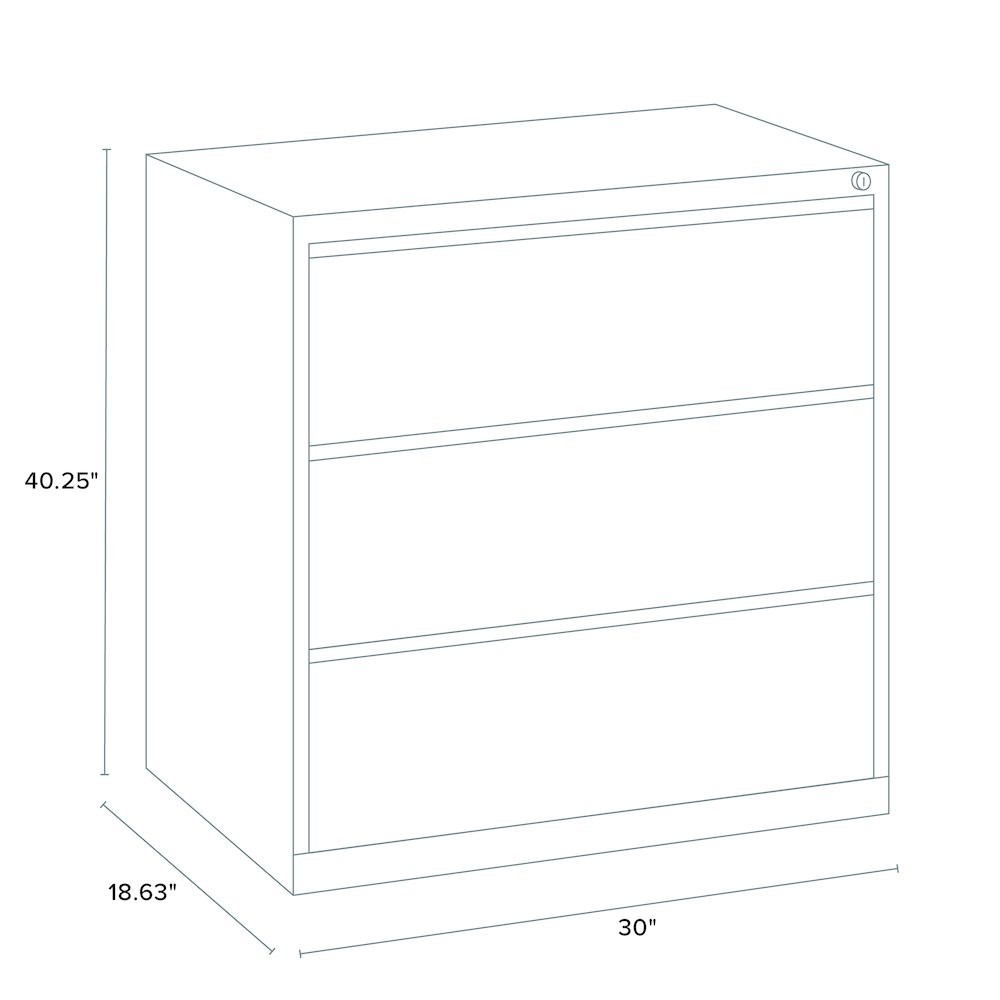 Hirsh 30 Inch Wide 3 Drawer Metal Lateral File Cabinet, Putty. Picture 2