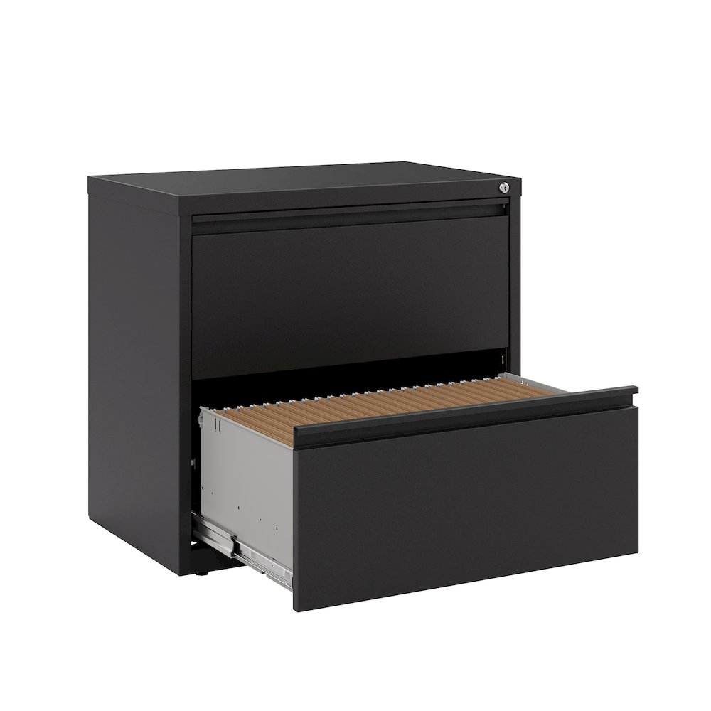 Hirsh 30 inch Wide 2 Drawer Metal Lateral File Cabinet, Black. Picture 6