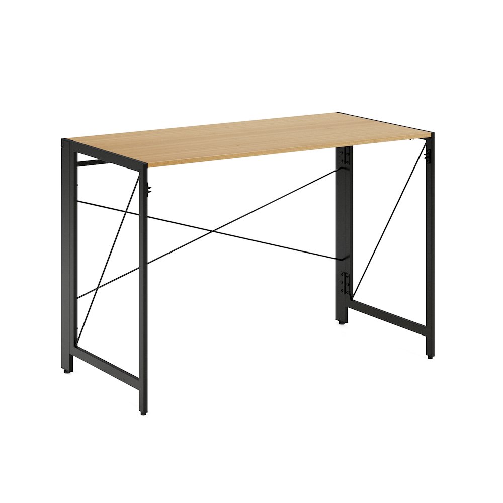 Space Solutions 43 inch Folding Home Office Desk for Home or Office, Black/Teak. Picture 1