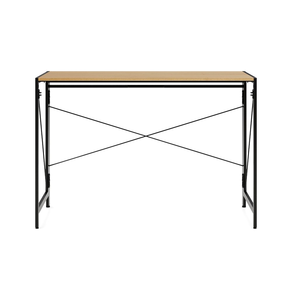 Space Solutions 43 inch Folding Home Office Desk for Home or Office, Black/Teak. Picture 3