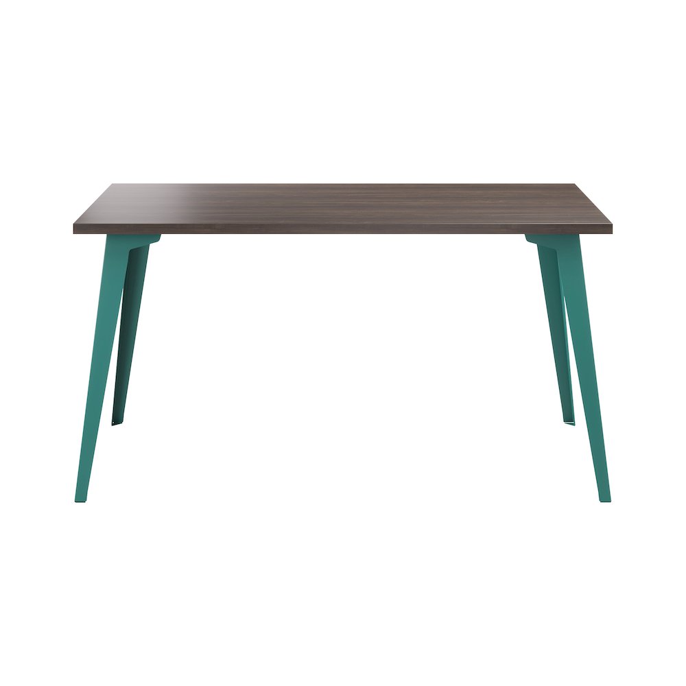 Orison Office 27x57 Mid Century Modern Desk, Teal / Trail Walnut. Picture 2