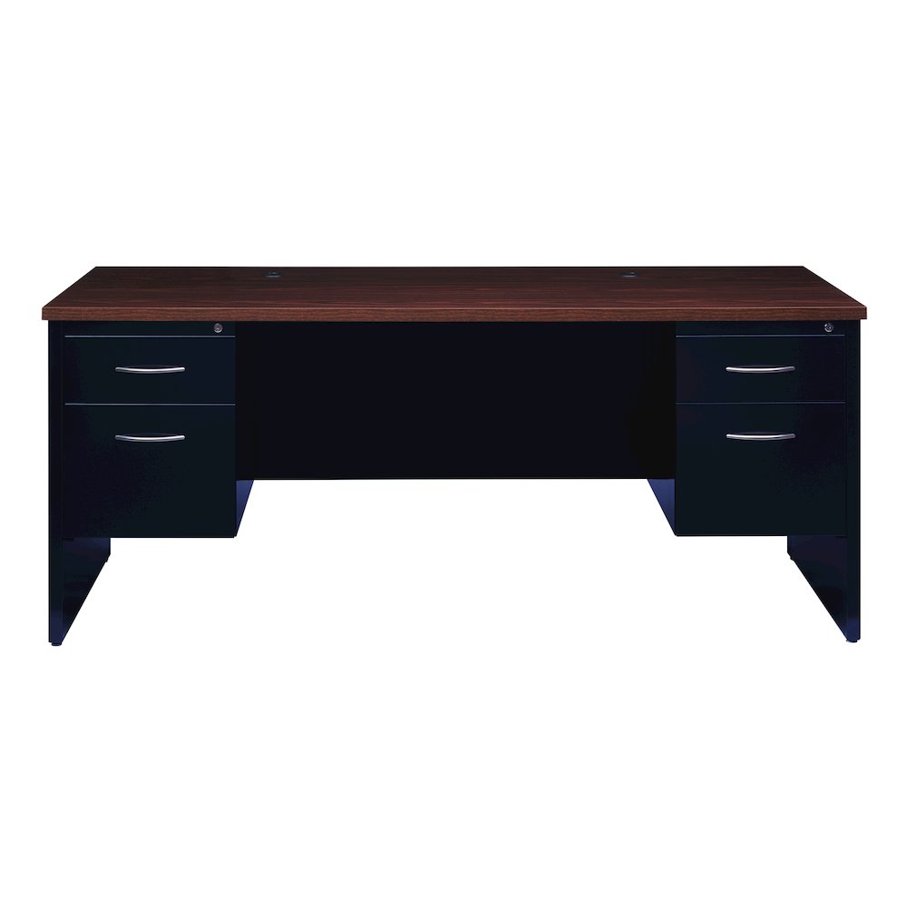 Hirsh Modular Double File Office Desk, 36 inch Dx72 inch W, Black/Walnut. Picture 3