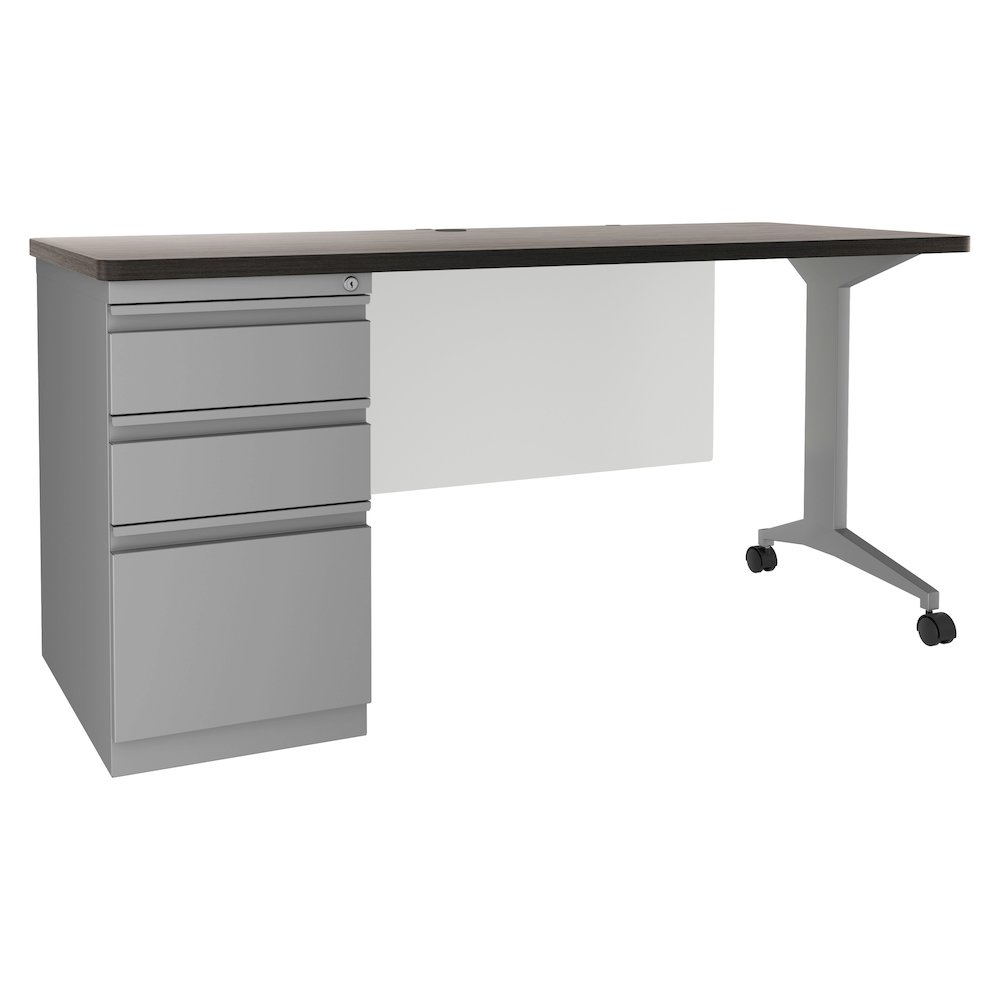 Hirsh Modern Teacher's Desk, Arctic Silver / Weathered Charcoal. Picture 1