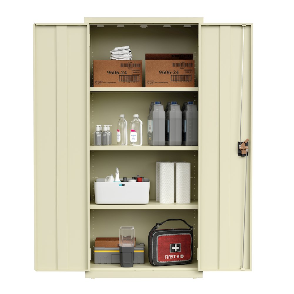 Hirsh Welded Steel Storage Cabinet with 4 Shelves, 15"Dx30"Wx66"H, Putty. Picture 8