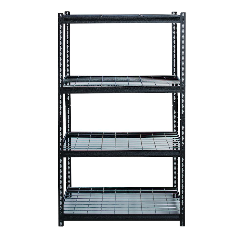 Iron Horse Riveted Steel Wire Deck Shelving 4-Shelf Unit, 18Dx36Wx60H, Black. Picture 3