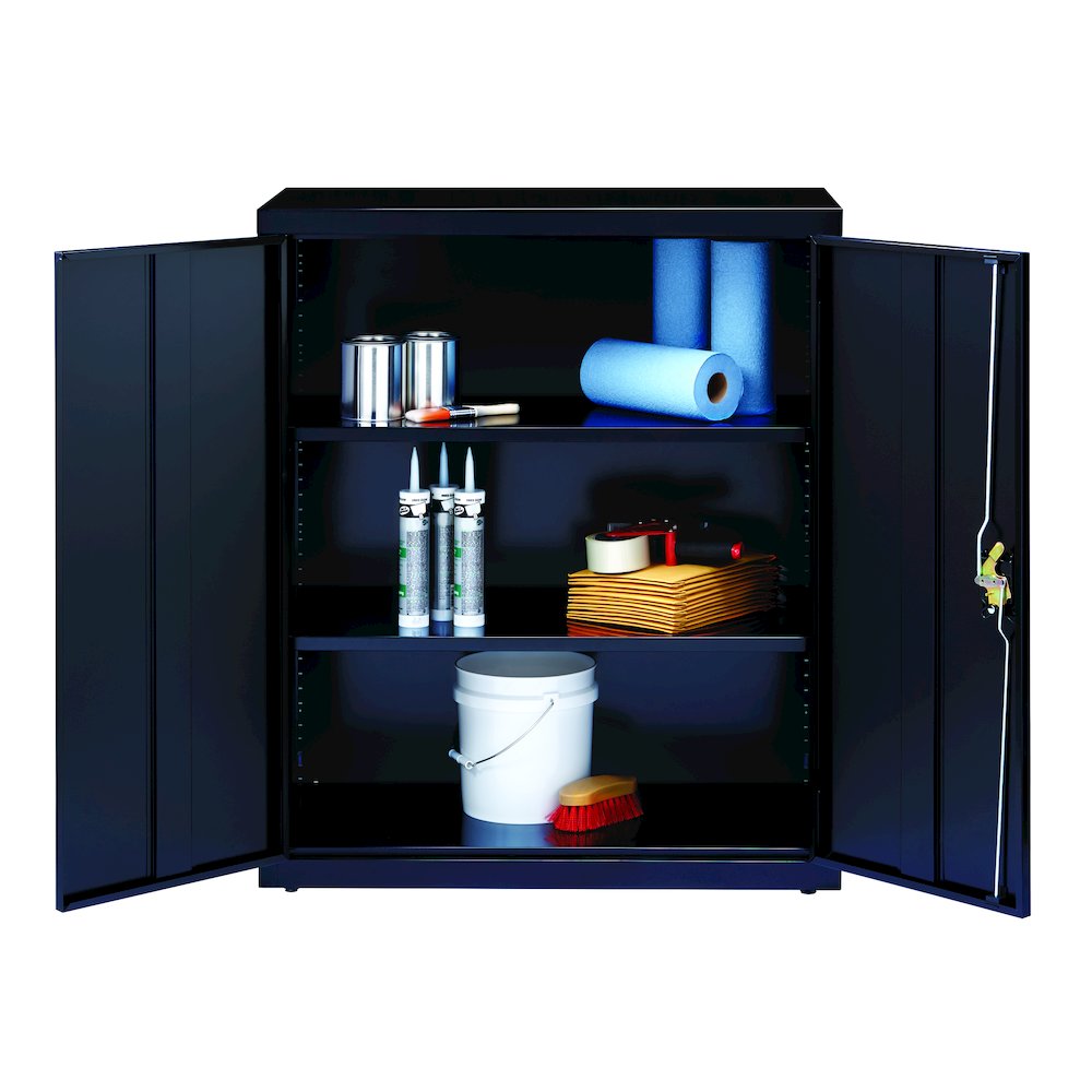 Hirsh Welded Steel Storage Cabinet with 2 Shelves, 18"Dx36"Wx42"H, Black. Picture 9