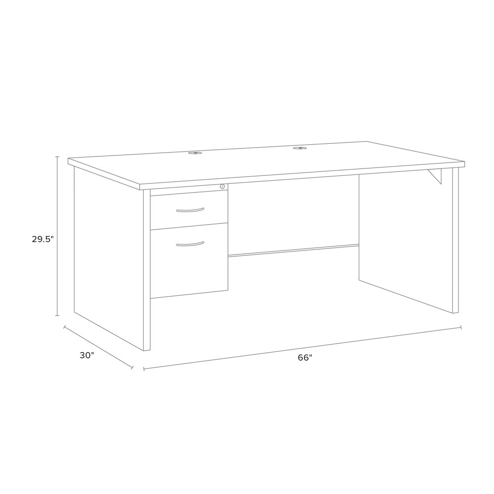 Hirsh Modular Left-Hand File Desk, 30" D x 66" W, Black / Walnut. Picture 2